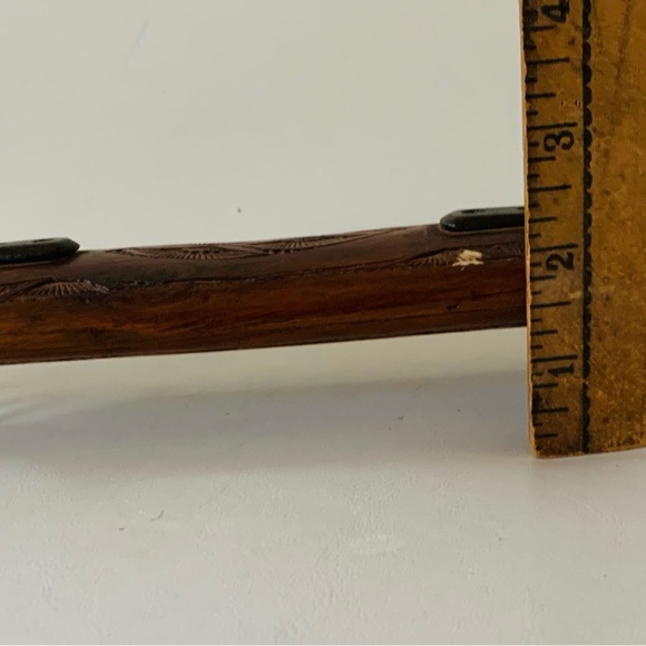 Vintage Hand Carved Wood and Brass Meat Carving Set Knife/Fork Made In India - Picture 6 of 9